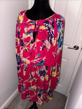 Lauren Ralph Lauren Red Floral Long Sleeve Dress